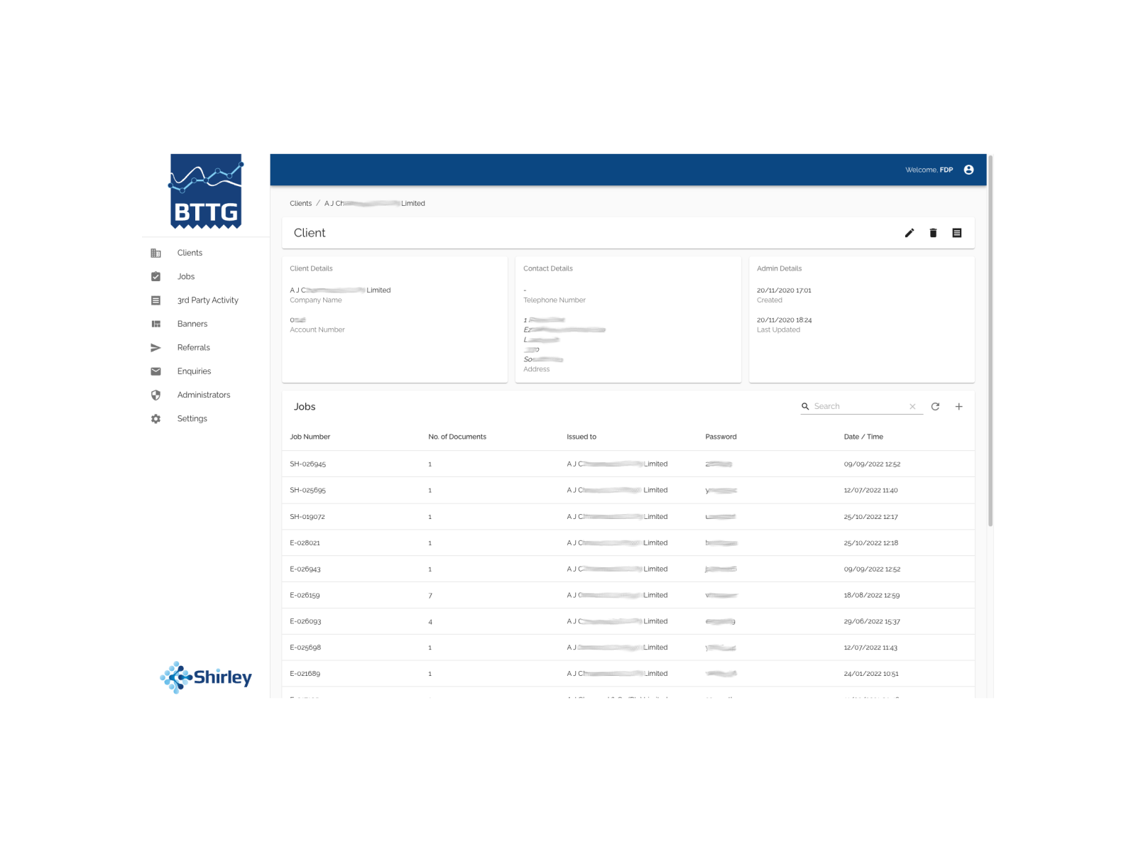 BTTG verification client screen